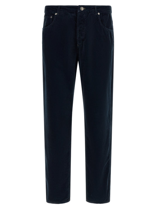 Brunello Cucinelli Blue Cotton Casual Pants