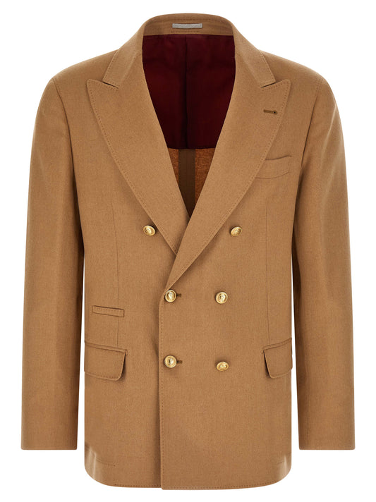 Brunello Cucinelli Beige Camel Hair  Blazer