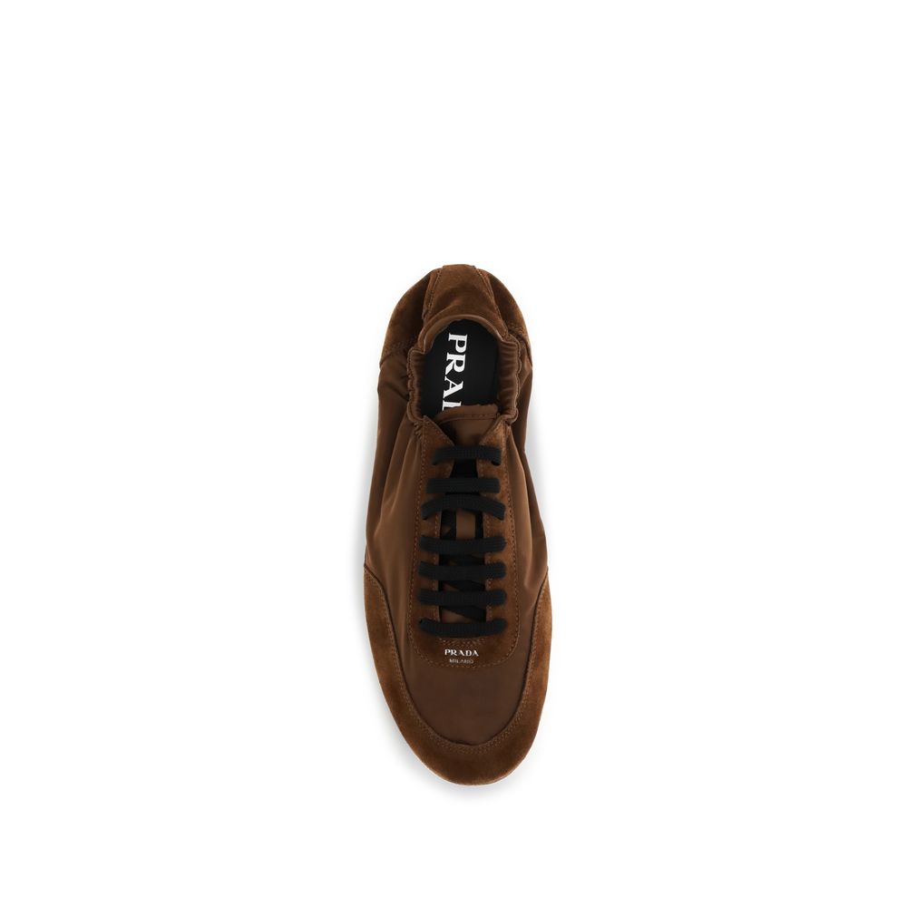 Prada Brown Calf Leather Bos Taurus Athletic Sneakers