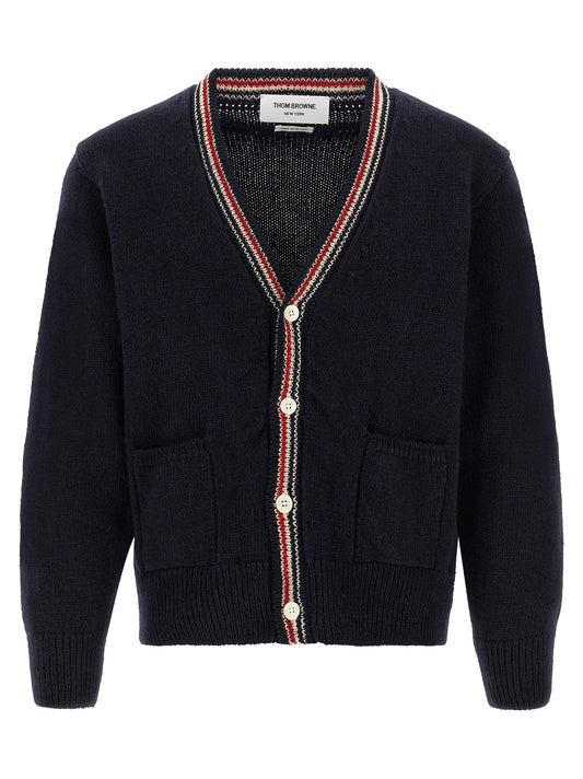 Thom Browne Blue Wool Cardigan