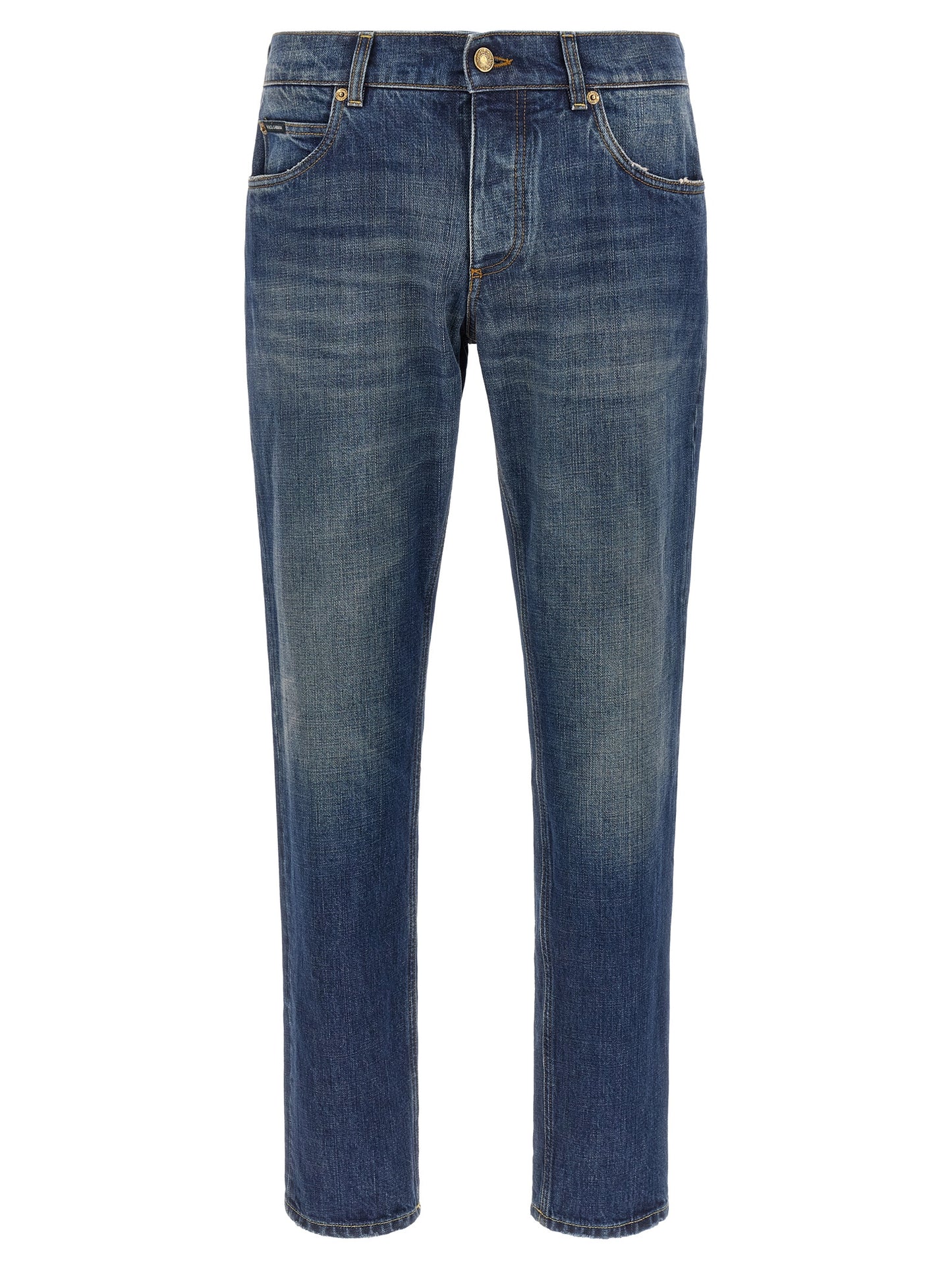Dolce & Gabbana Blue Cotton Straight-Leg Jeans