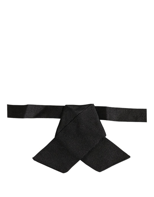 Dolce & Gabbana Men Black 100% SIlk Adjustable Neck Papillon Bow Tie