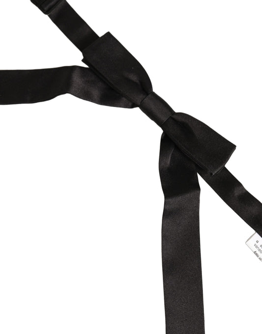 Dolce & Gabbana Men Black 100% SIlk Adjustable Neck Papillon Bow Tie