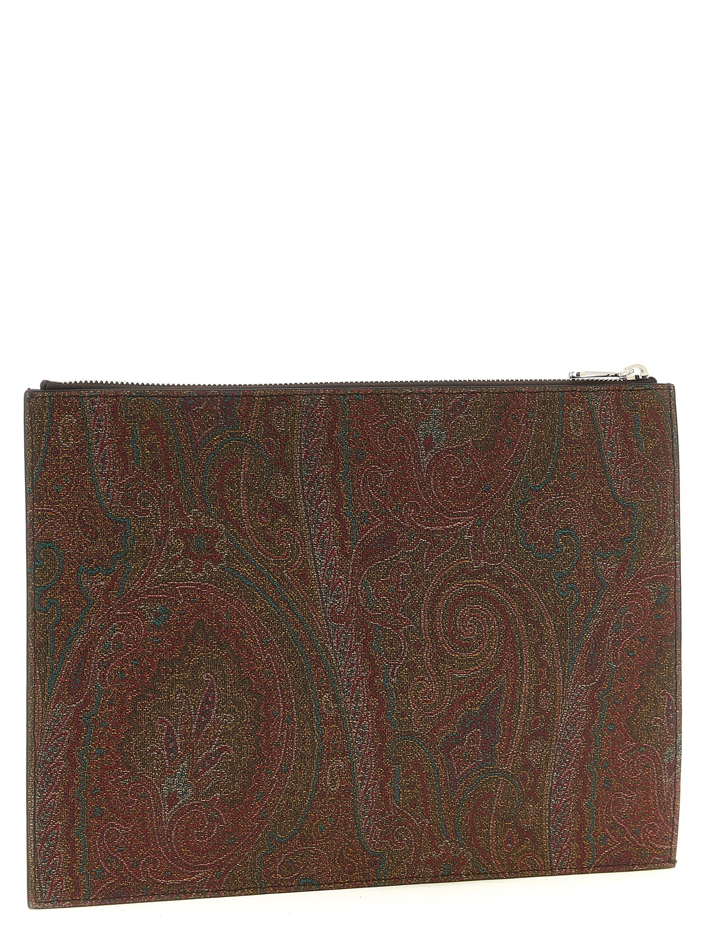 Etro Brown Cotton Clutch Bag