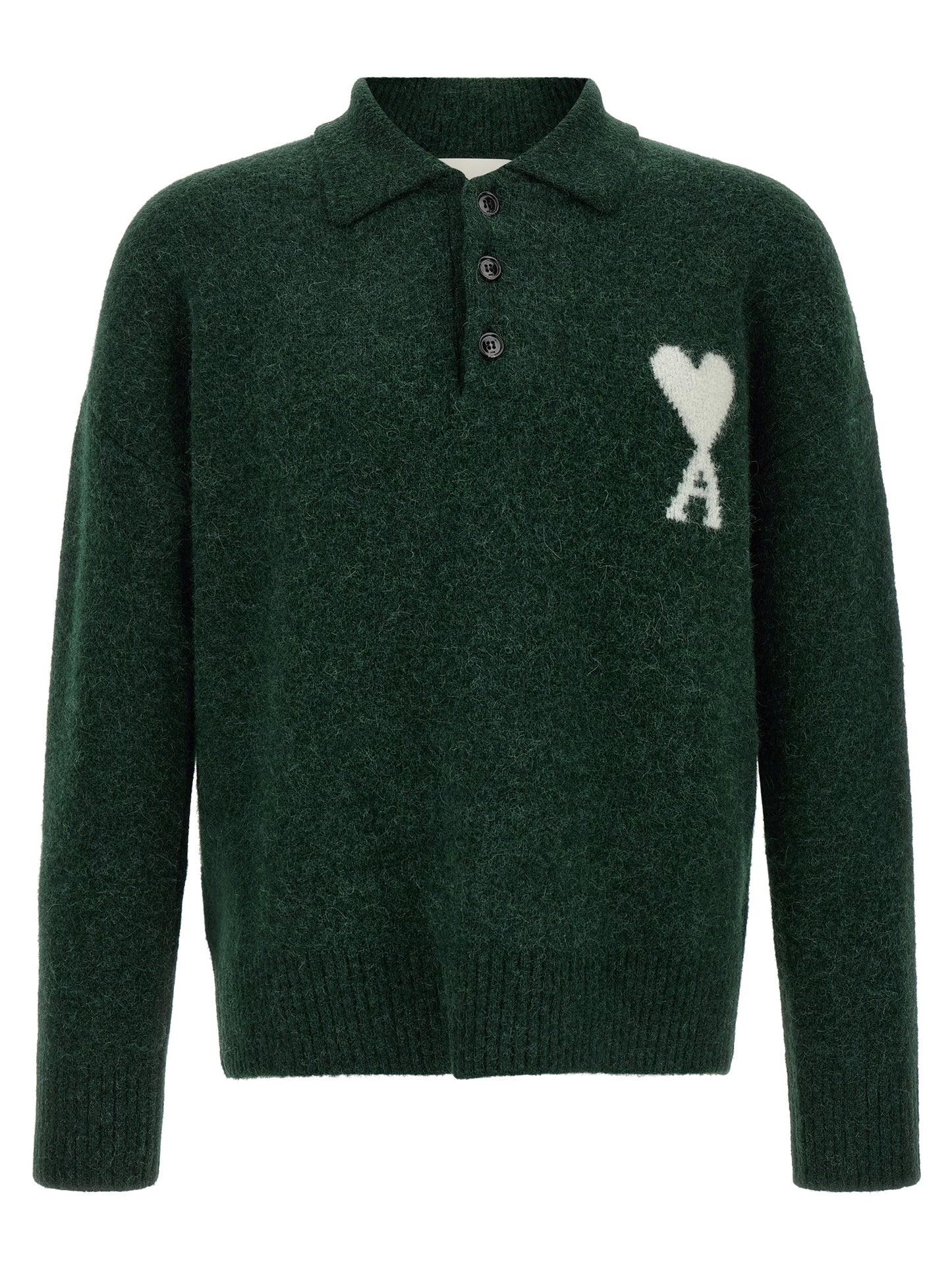 Ami Paris Bicolor Alpaca Leather Polo Shirt