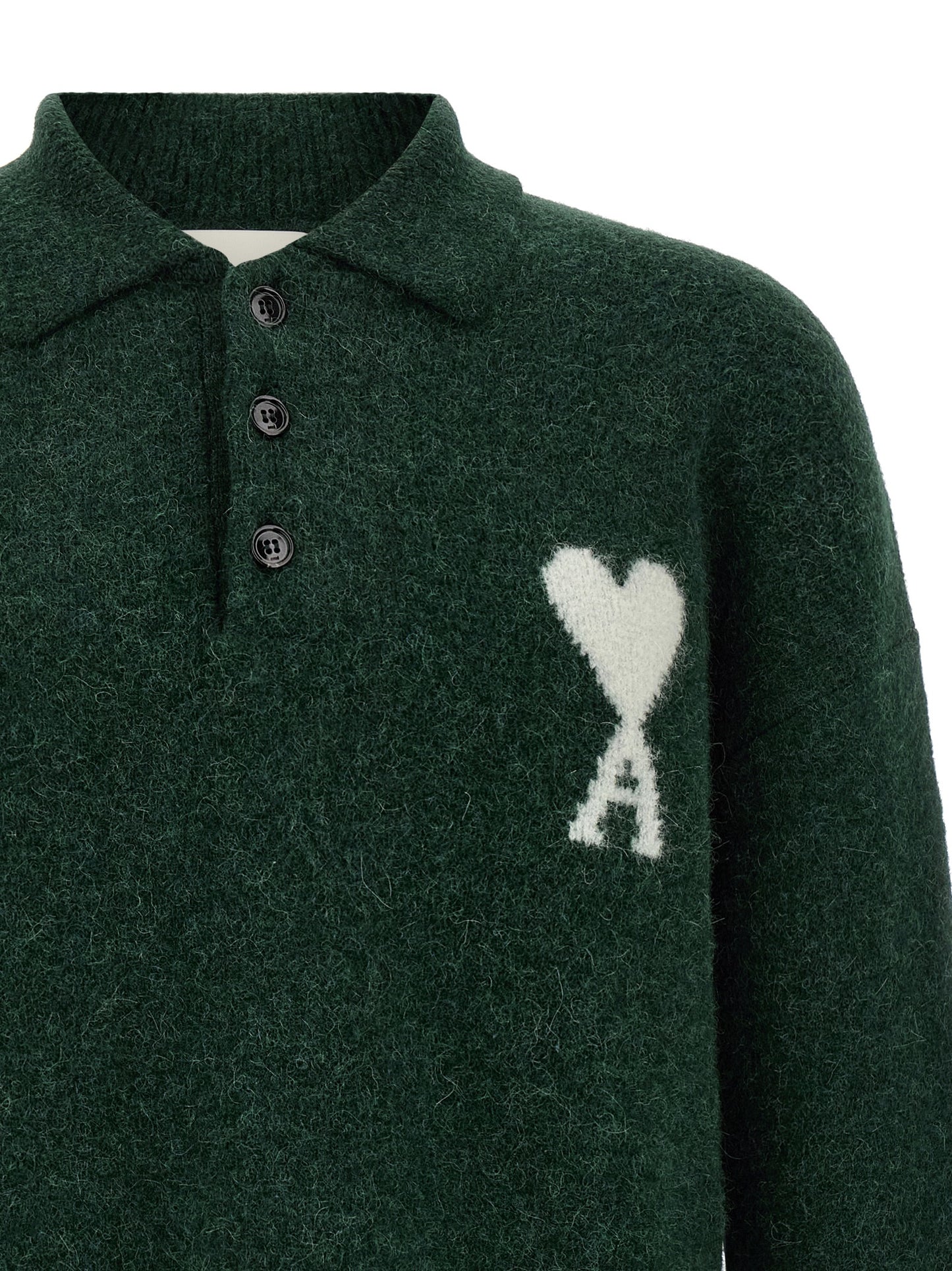 Ami Paris Bicolor Alpaca Leather Polo Shirt