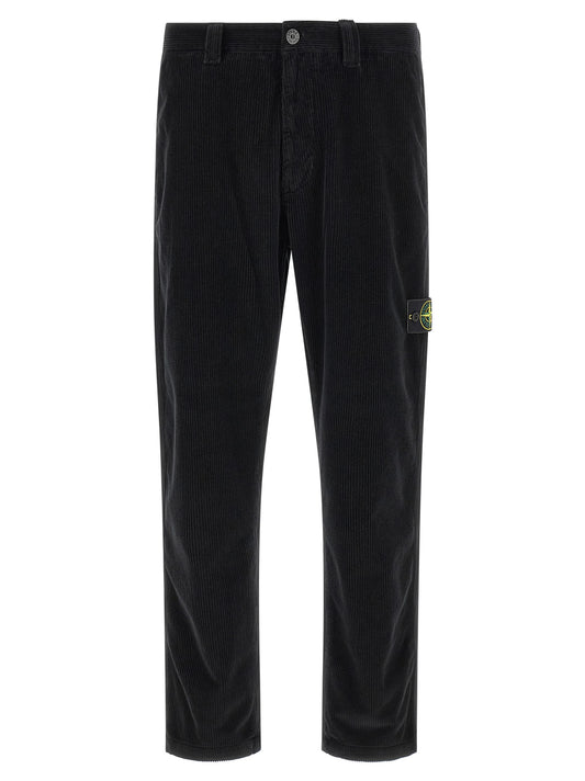 Stone Island Black Cotton Casual Pants