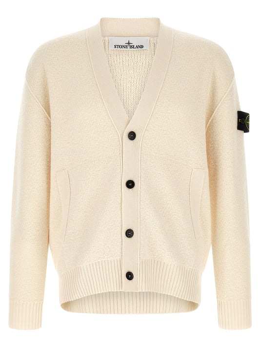 Stone Island White Virgin Wool Cardigan