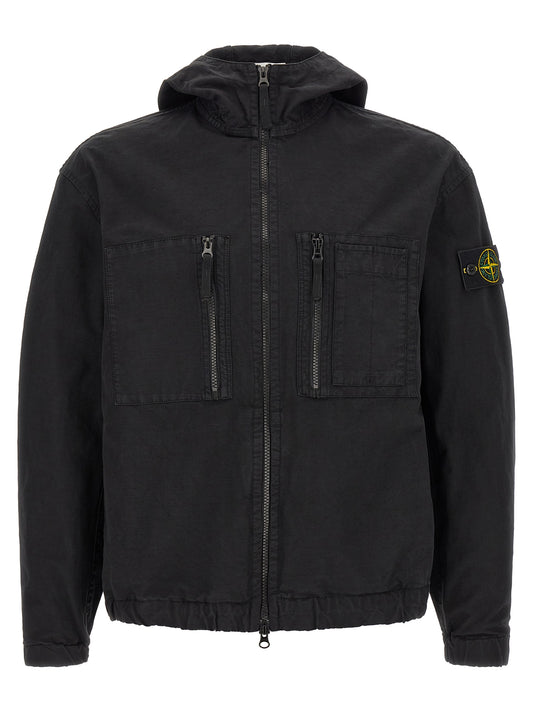 Stone Island Black Cotton Shell Jacket