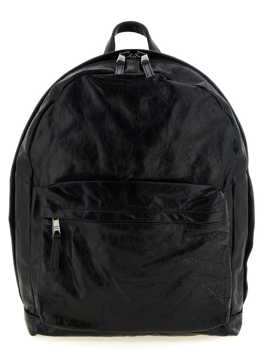 GIORGIO BRATO Black Lamb Leather Backpack