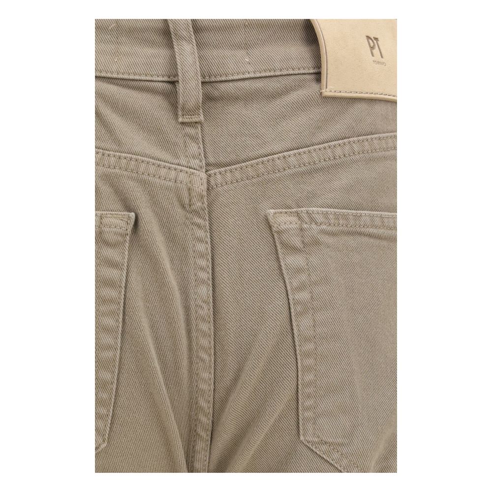 PT Torino Beige Cotton Slim Fit Jeans