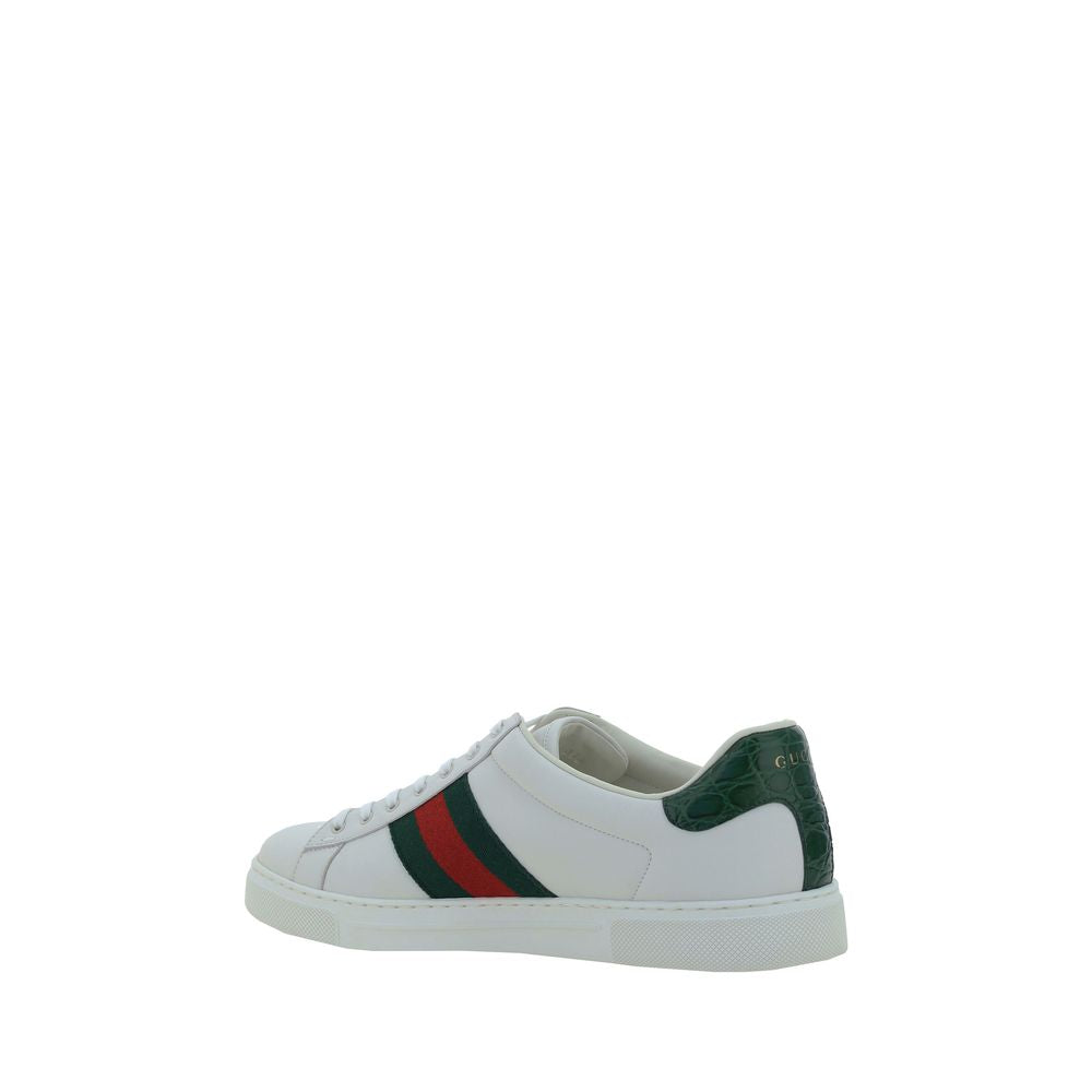 Gucci White Calf Leather Bos Taurus Low Top Sneakers