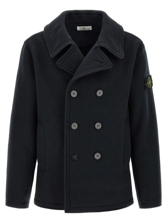 Stone Island Blue Cotton Coat