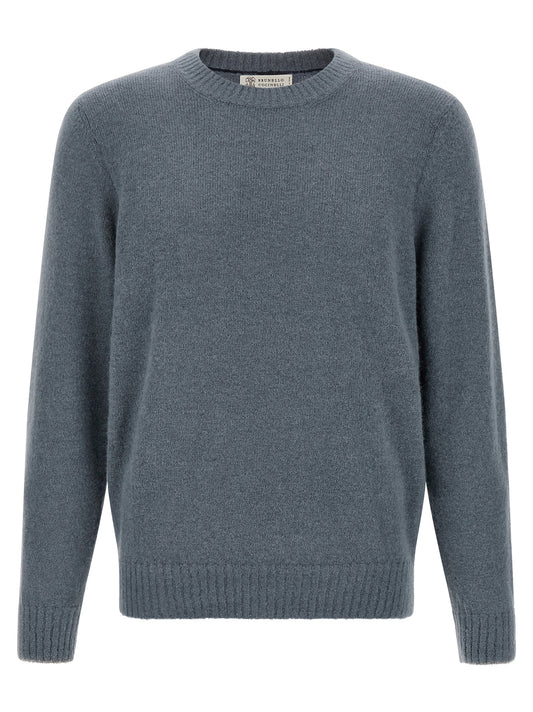 Brunello Cucinelli Blue Alpaca Leather Cardigan