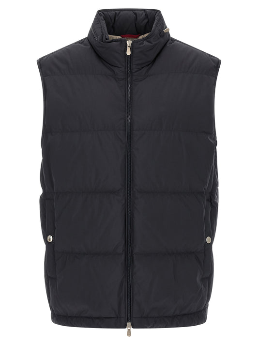 Brunello Cucinelli Blue Polyester Sleeveless Jacket