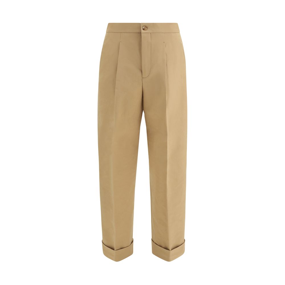 Umit Benan Beige Cotton Dress Pants