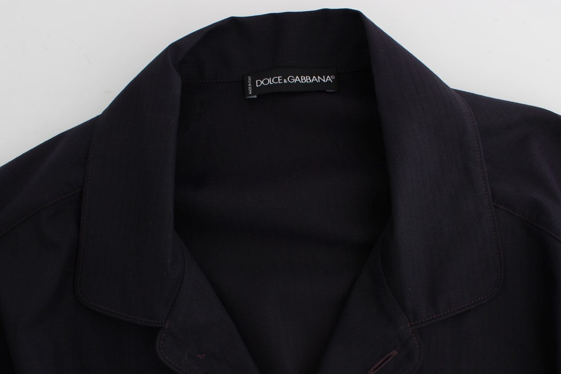 Dolce & Gabbana Purple Striped Cotton Pajama Lounge Shirt