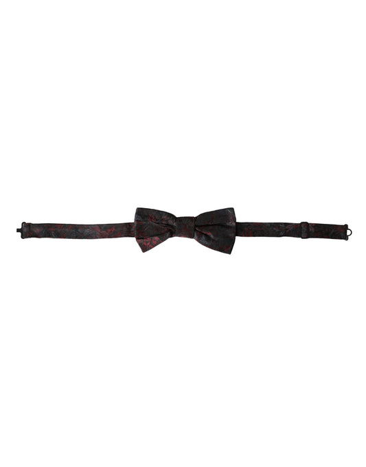 Dolce & Gabbana Dark Gray Floral Adjustable Neck Men Bow Tie