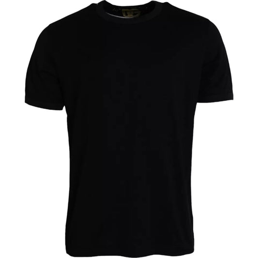 Dolce & Gabbana Schwarzes Baumwoll-Herren-T-Shirt mit Rundhalsausschnitt und kurzen Ärmeln