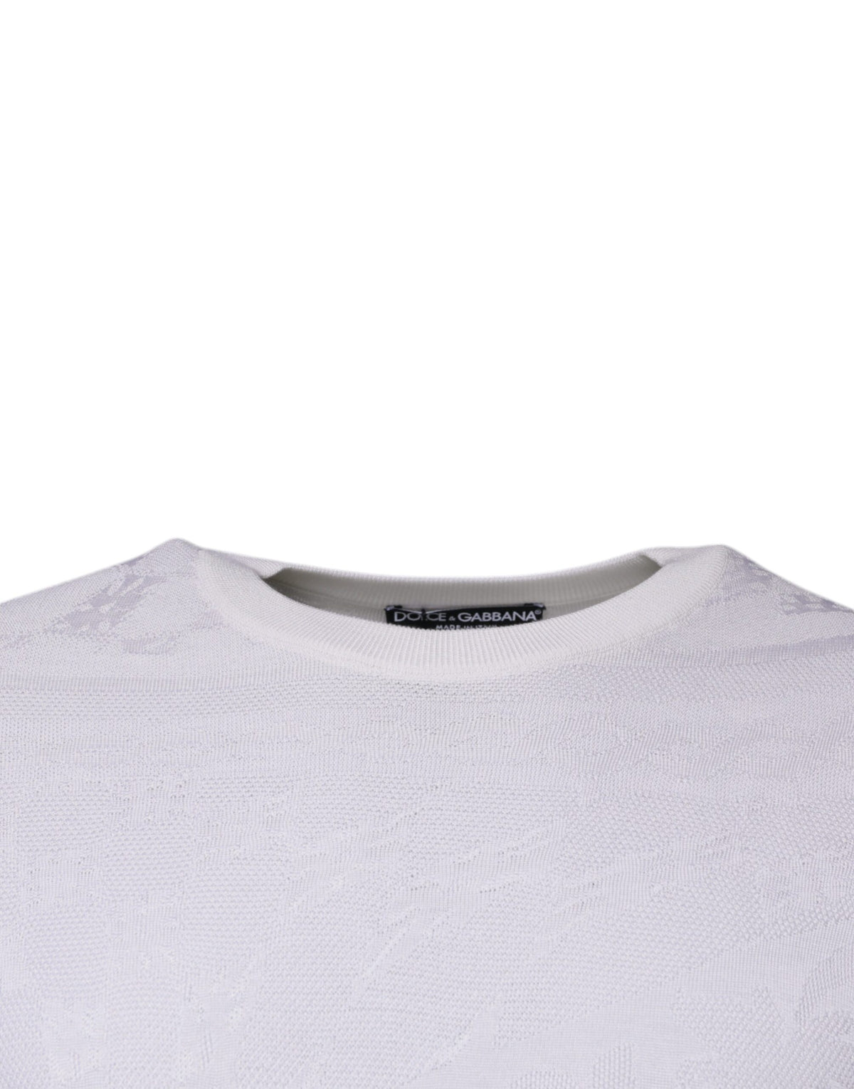Dolce & Gabbana White Silk Crew Neck Men Pullover Sweater