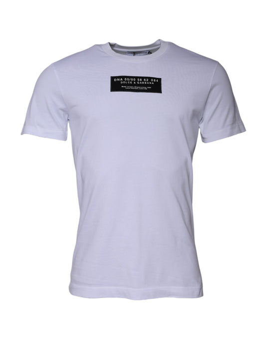 Dolce & Gabbana Weißes T-Shirt aus Baumwolle mit Logo-Print und Rundhalsausschnitt