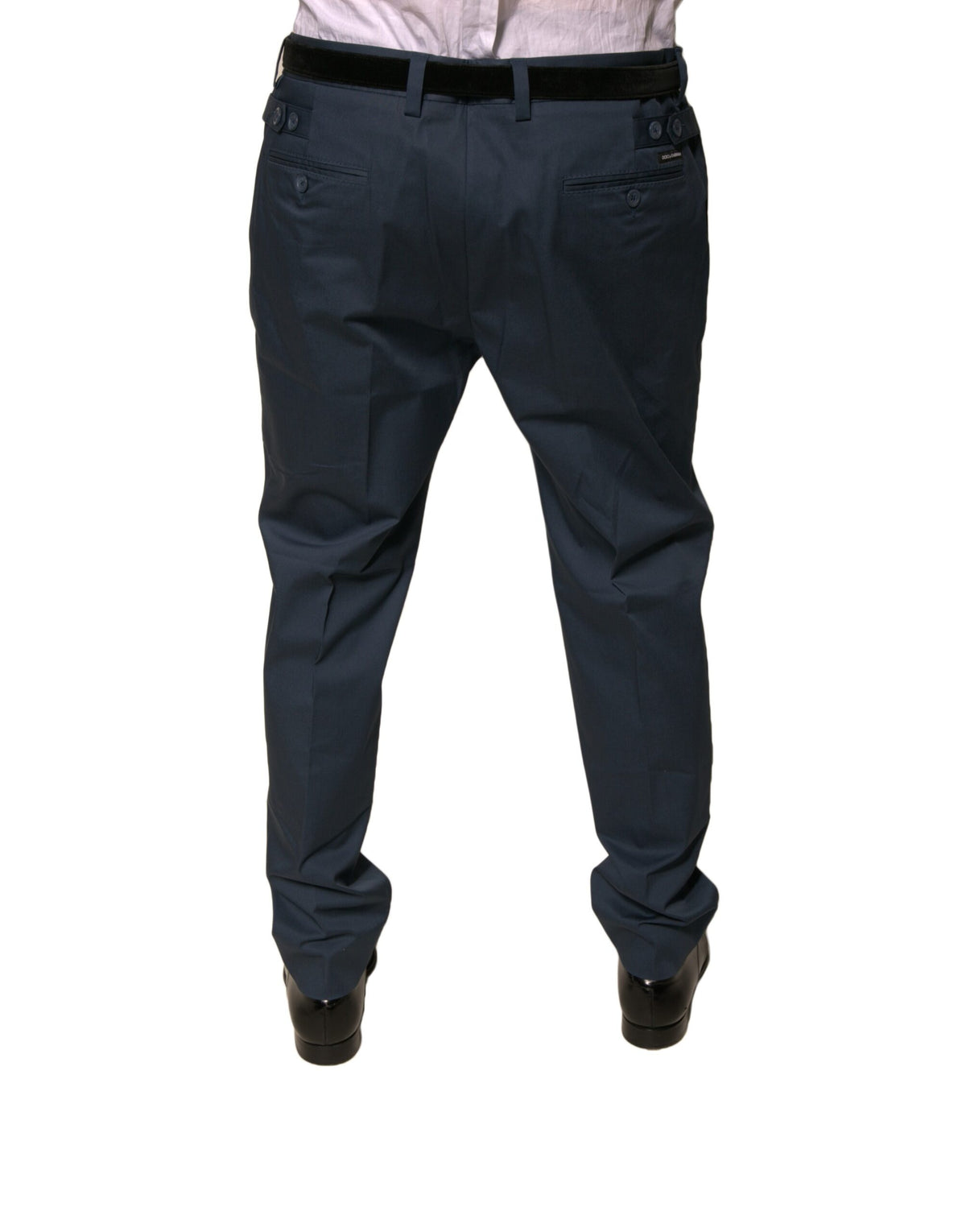 Dolce & Gabbana Dark Blue Cotton Stretch Skinny Men Dress Pants