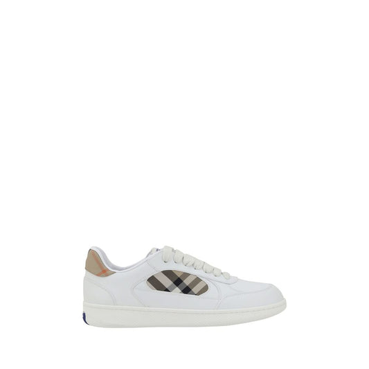 Burberry White Calf Leather Bos Taurus Low Top Sneakers