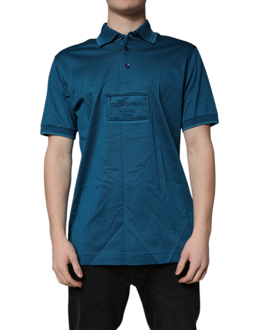 Dolce & Gabbana Blaues Logo Baumwolle Herren Poloshirt T-Shirt