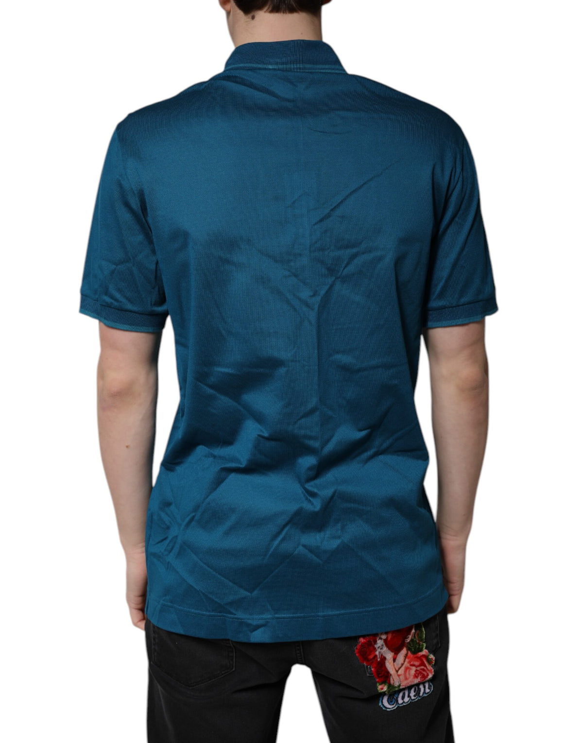 Dolce & Gabbana Blue Logo Cotton Men Polo Shirt T-shirt