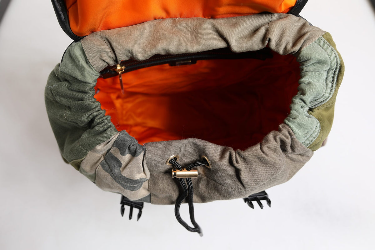 Dolce & Gabbana Military Green Patchwork School Backpack Bag