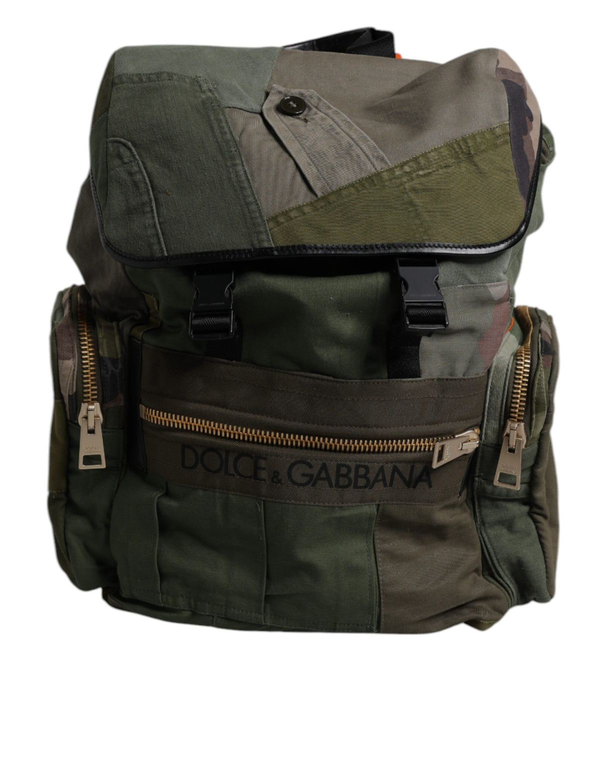 Dolce & Gabbana Militair Groene Patchwork Reistrugzak