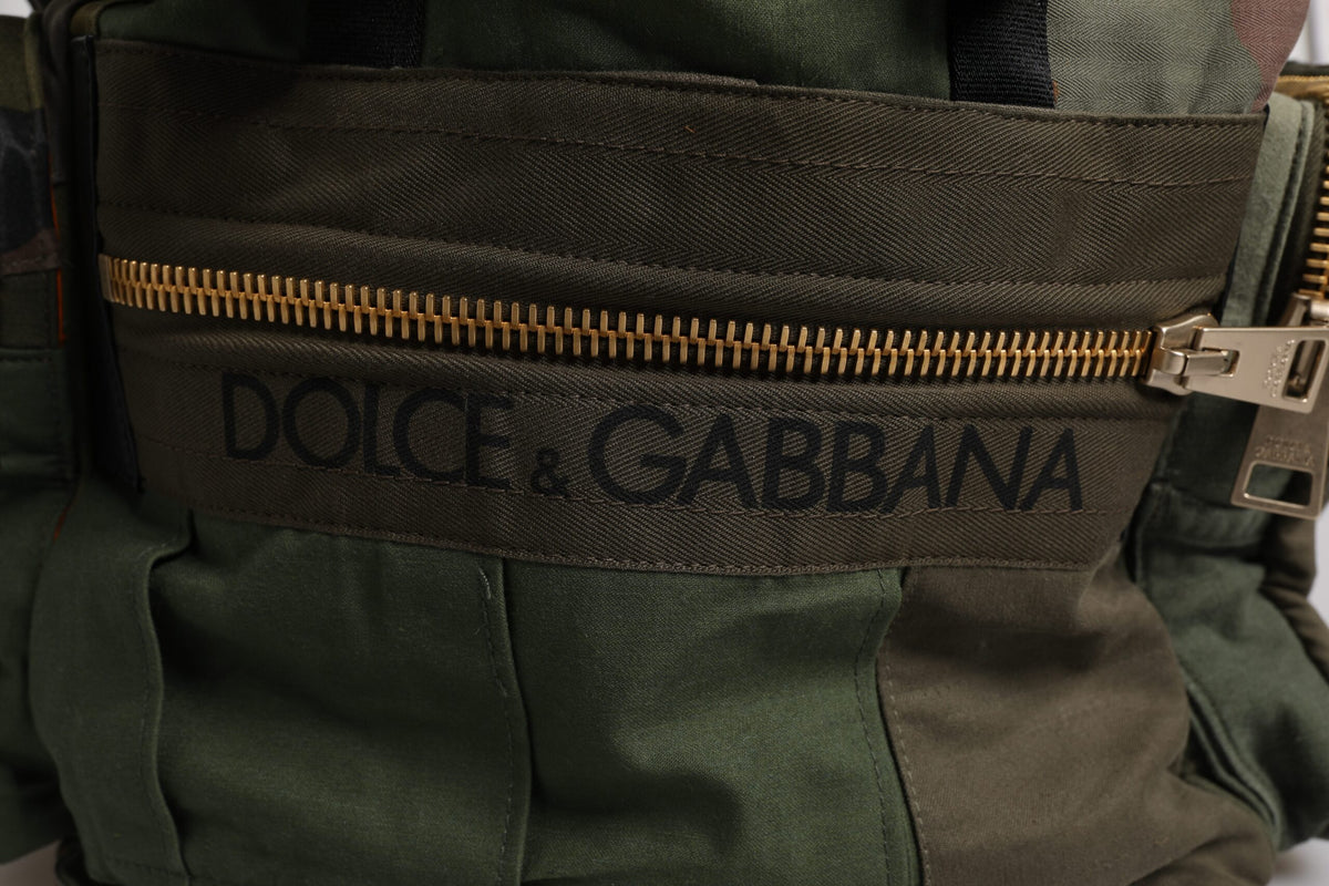 Dolce & Gabbana Militair Groene Patchwork Reistrugzak