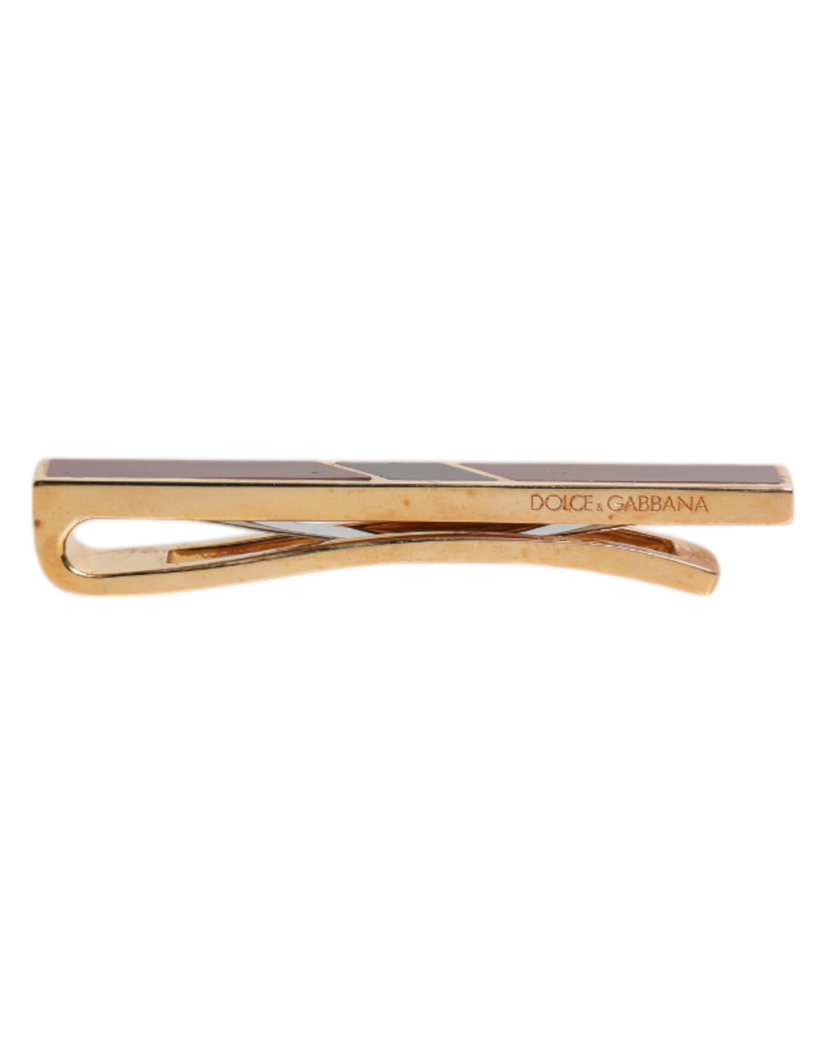 Dolce & Gabbana Multicolor Gold Tone Brass Tie Clip Bar
