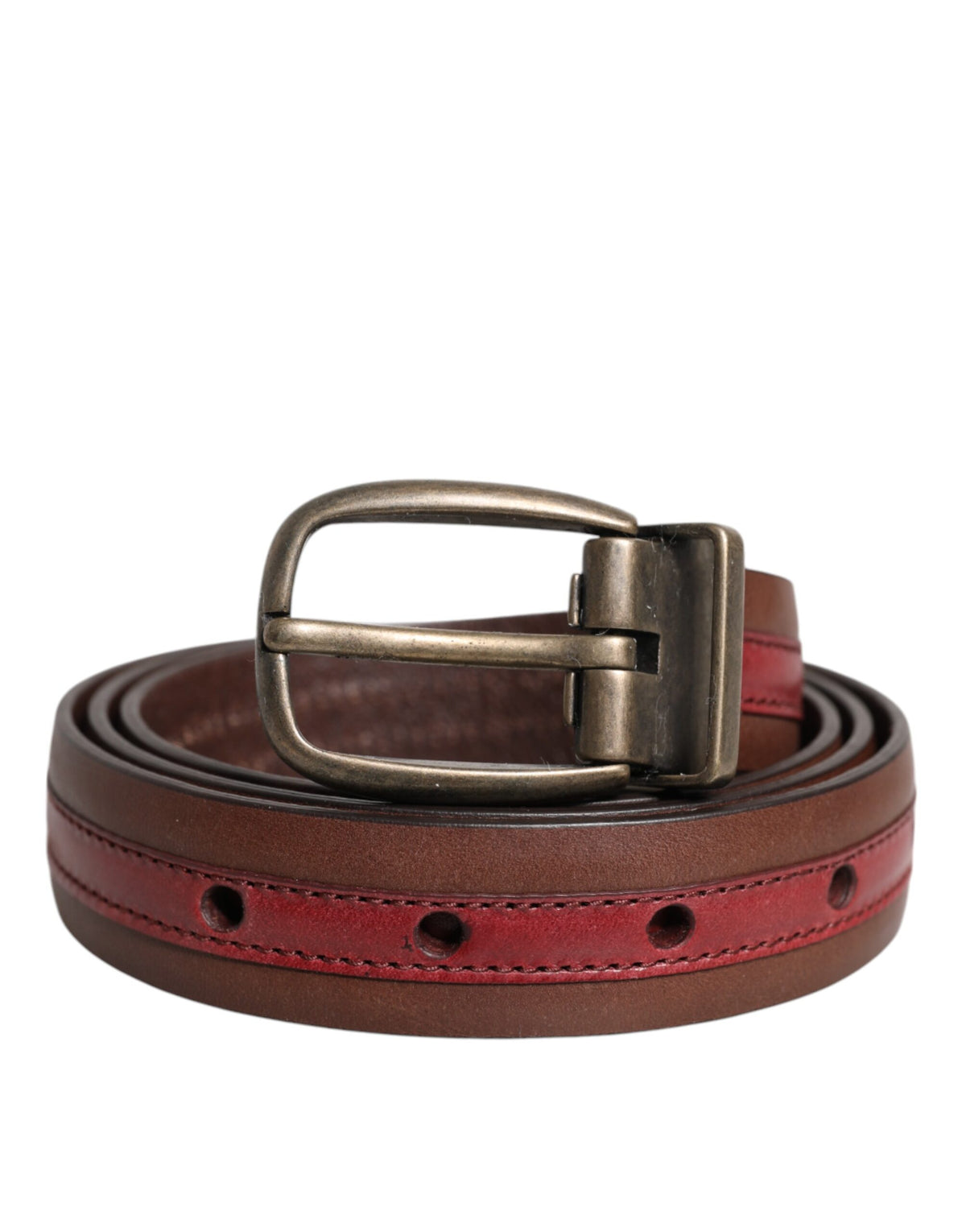 Dolce & Gabbana Burgundfarbener Ledergürtel mit Metallschnalle und Logo