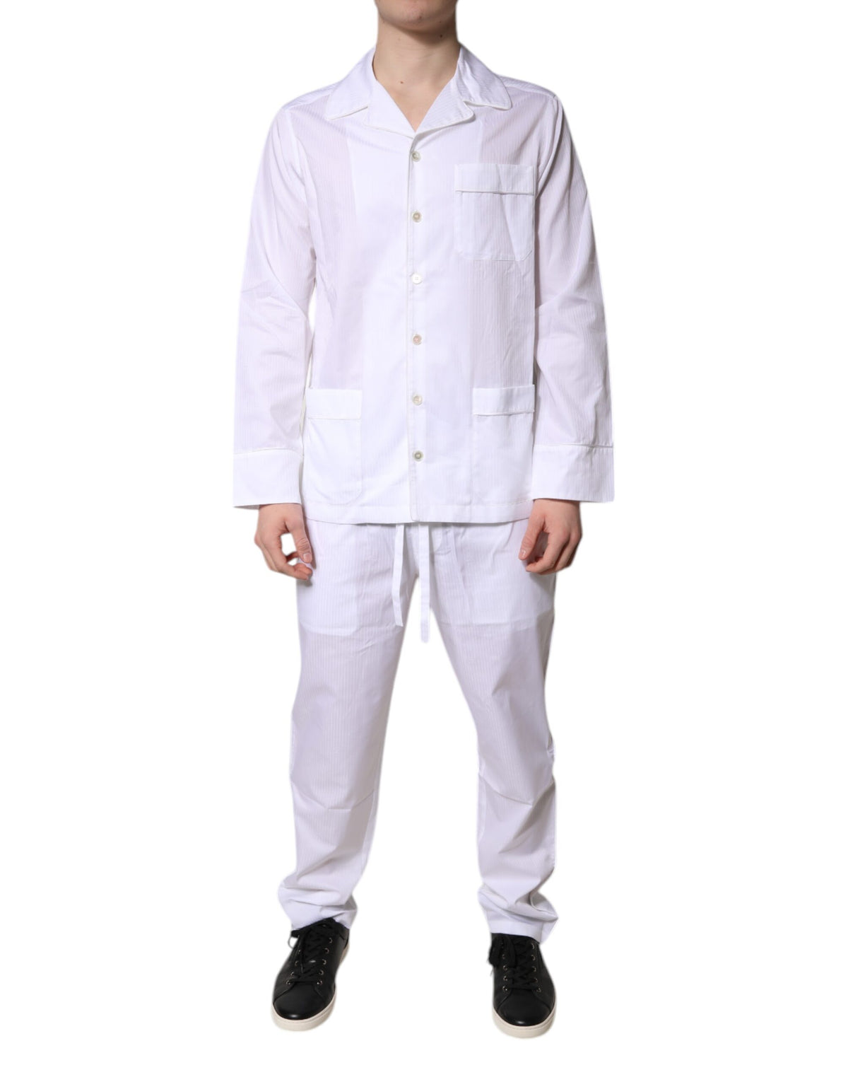 Dolce & Gabbana White Cotton Shirt Pants Pajama Set Sleepwear