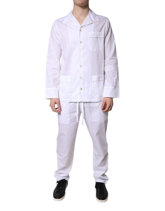Dolce & Gabbana Wit Katoenen Pyjama Set met Shirt en Broek Nachtkleding