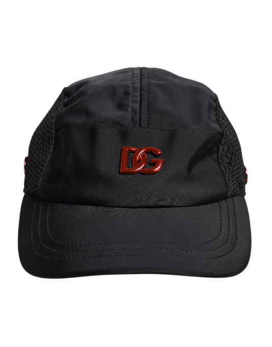 Dolce & Gabbana Schwarz Nylon DG Logo 6-Panel Baseballkappe