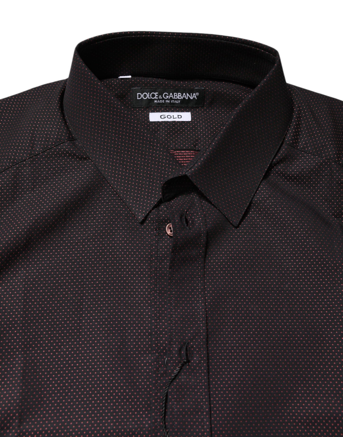 Dolce & Gabbana Maroon Jacquard Cotton GOLD Men Dress Shirt
