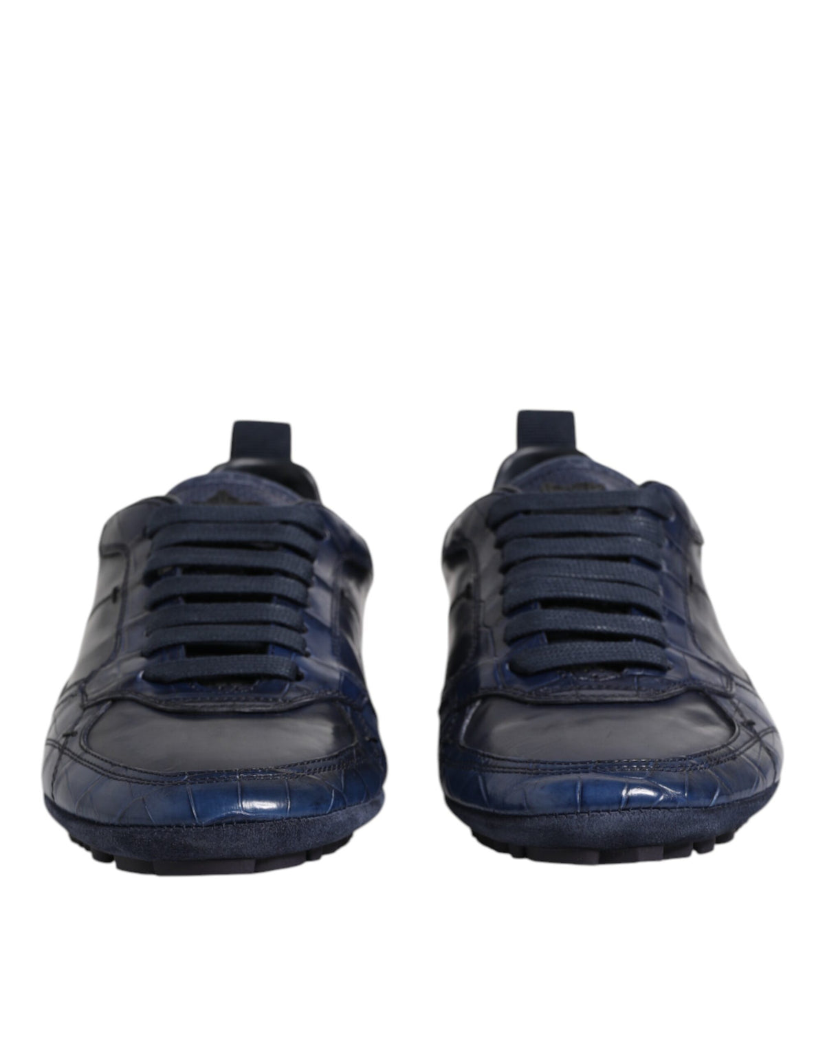 Dolce & Gabbana Dark Blue Leather Low Top Men Sneakers Shoes