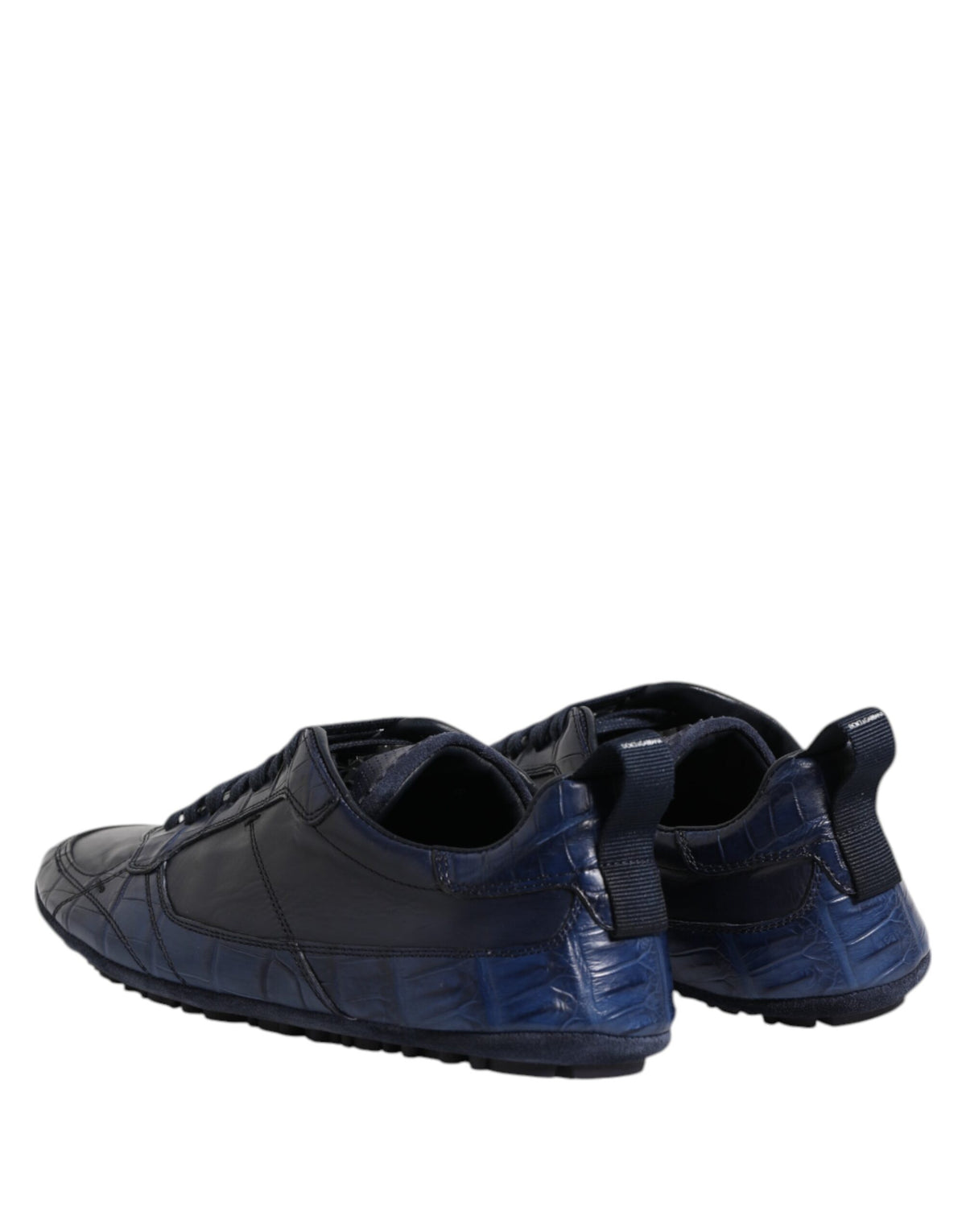 Dolce & Gabbana Dark Blue Leather Low Top Men Sneakers Shoes
