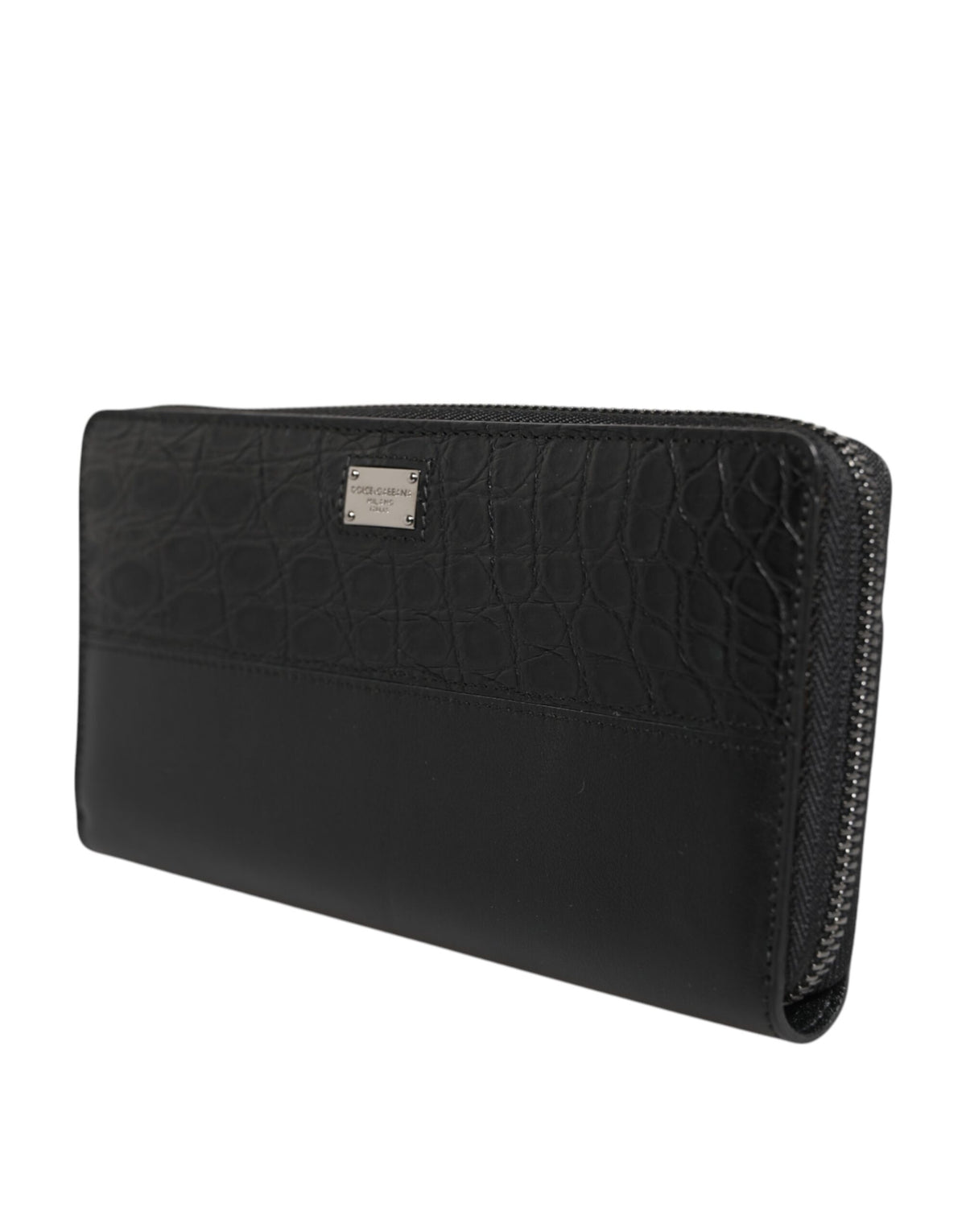 Dolce & Gabbana Zwart Leren Logo Plaque Rits Rondom Continental Portemonnee