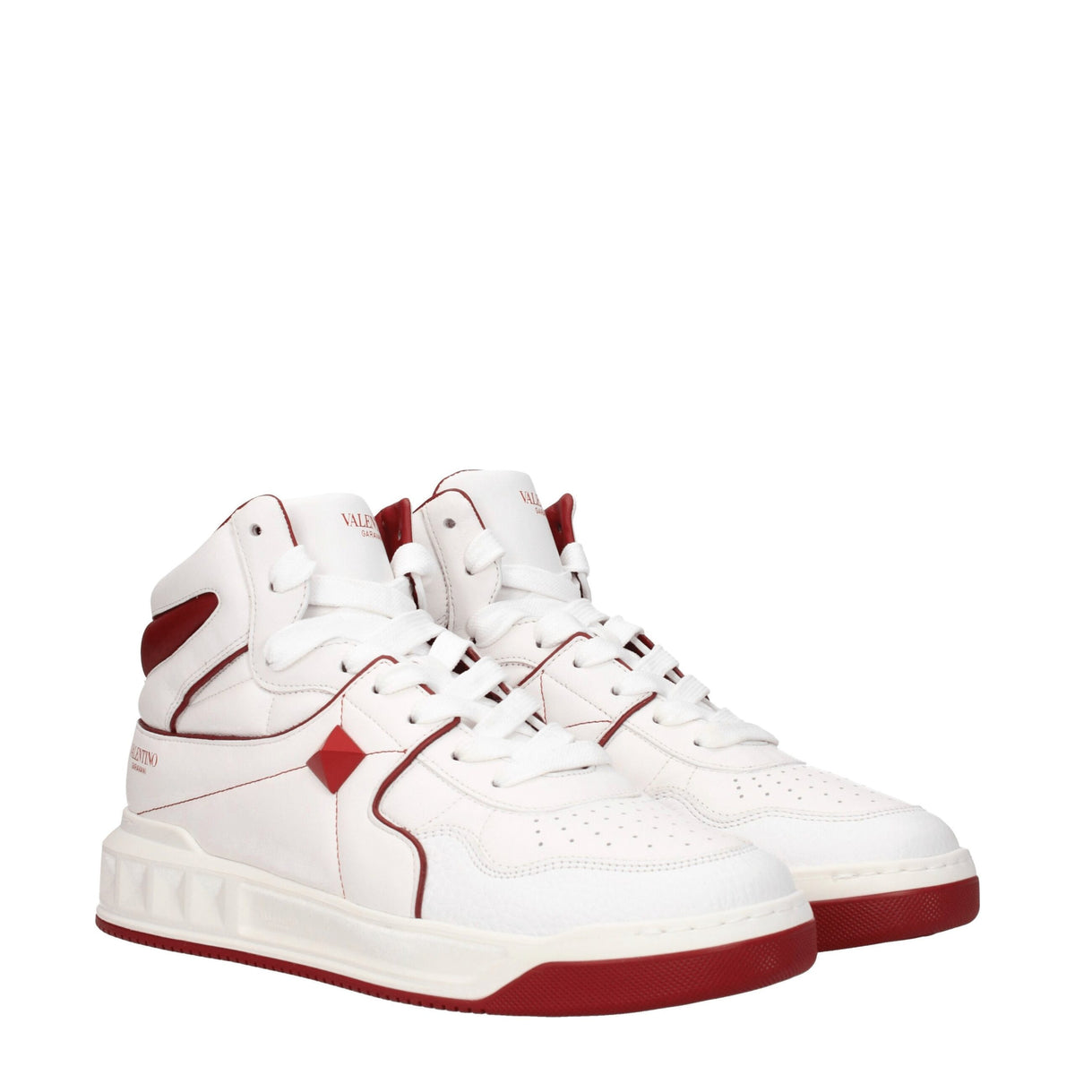 Valentino Garavani White Leather High Top Sneakers