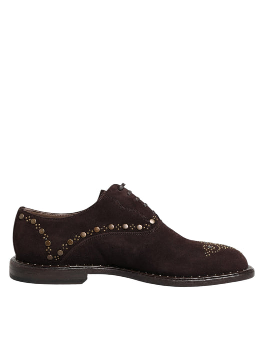 Dolce & Gabbana Brown Velvet Lace Up Oxford Dress Shoes
