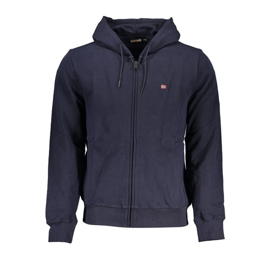 Napapijri Blue Cotton Men Sweater with Hood