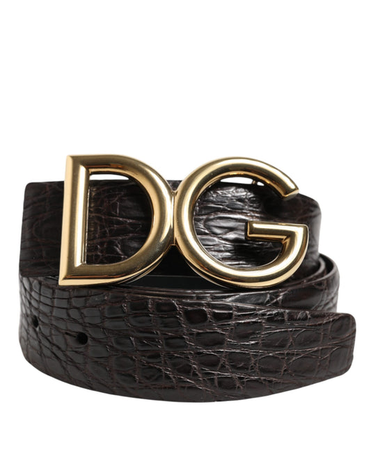 Dolce & Gabbana Gürtel aus schwarzem Exotenleder mit DG-Logo-Schnalle