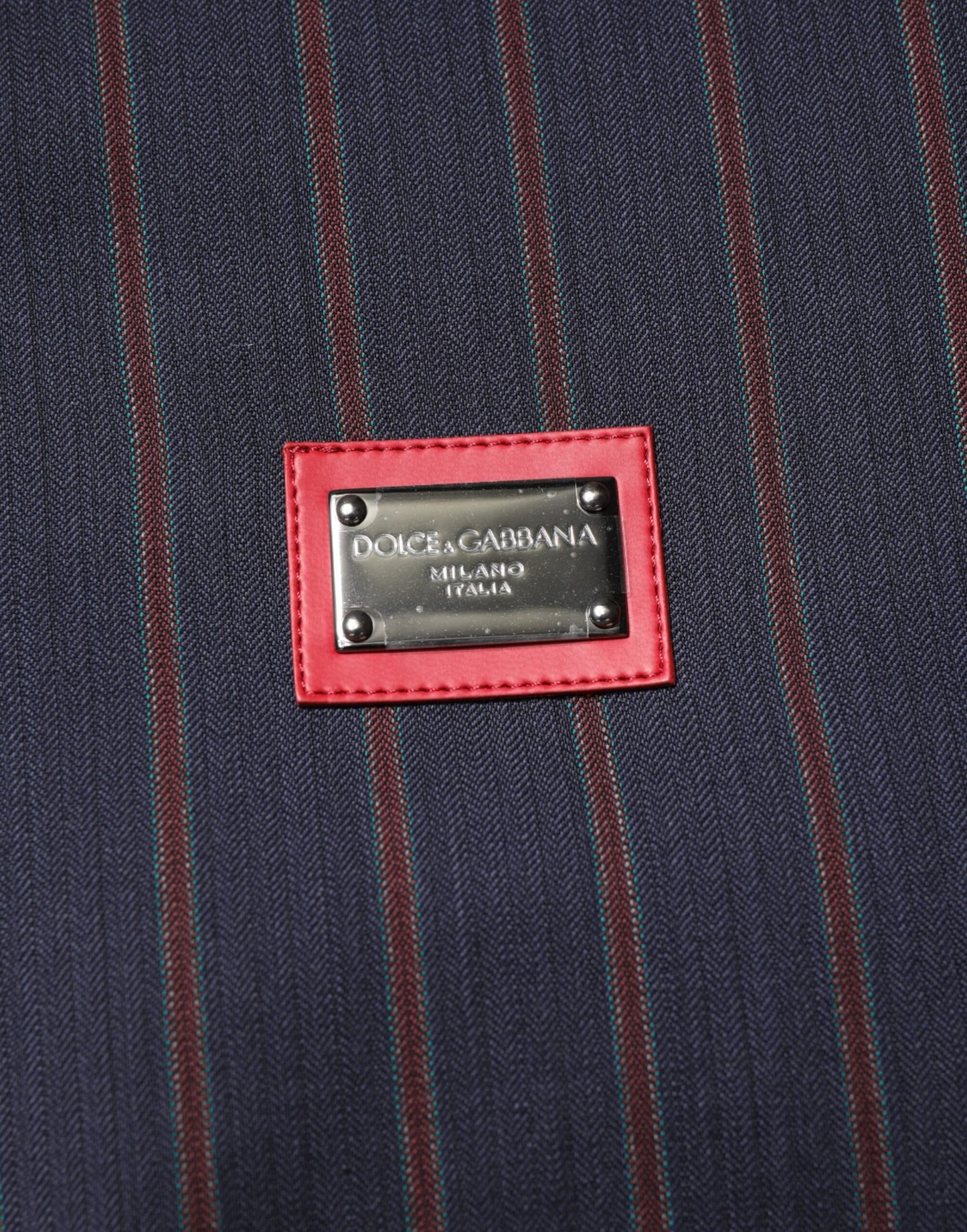 Dolce & Gabbana Blue Red Striped Logo Plaque Full Zip Jacket