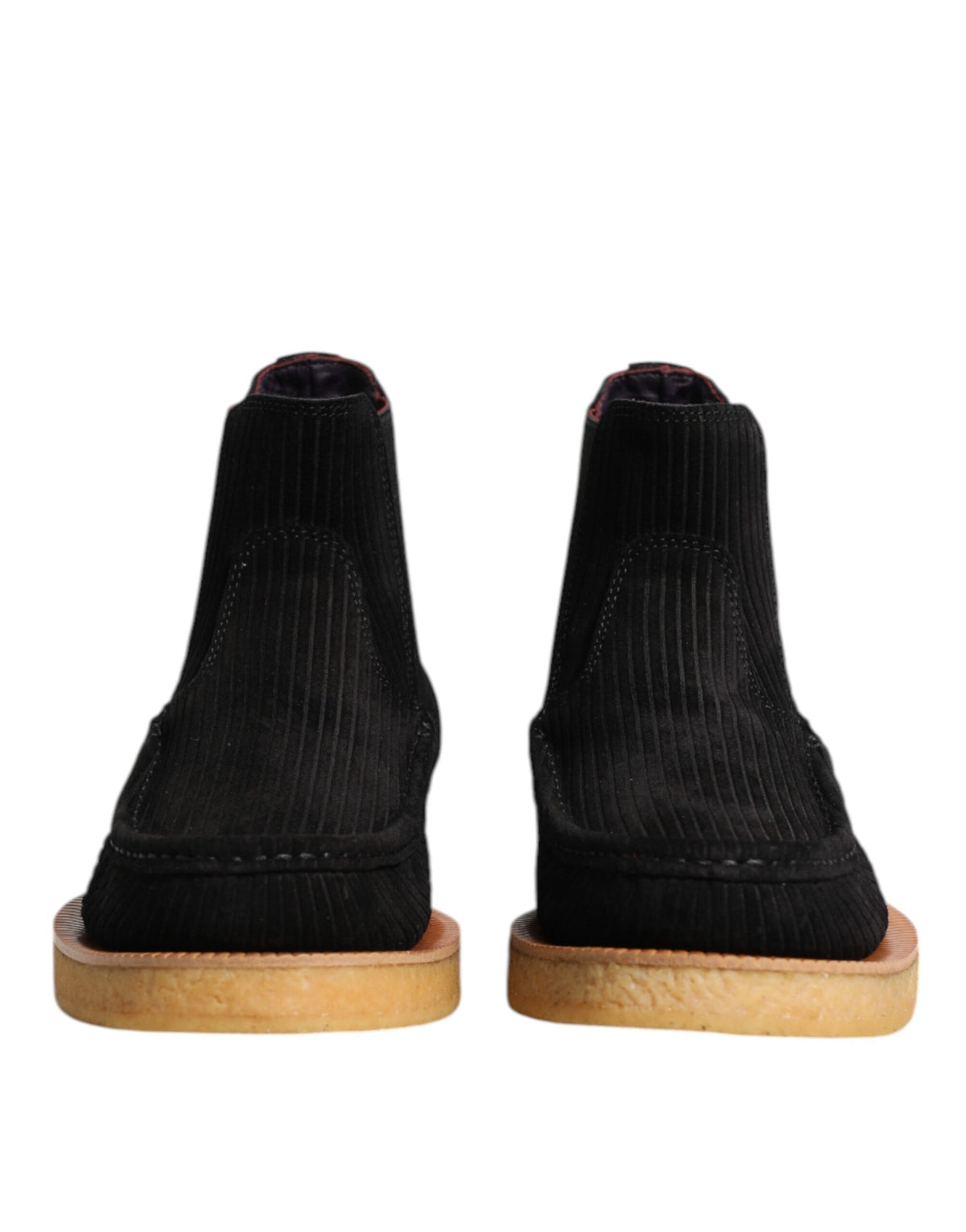 Dolce & Gabbana Black Calf Suede Slip On Ankle Boots Shoes