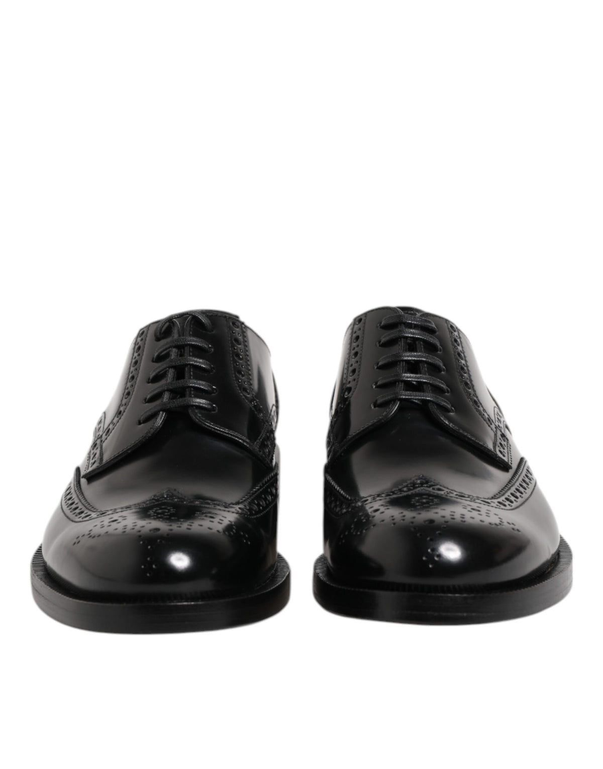 Dolce & Gabbana Black Leather Derby Wingtip Formal Shoes
