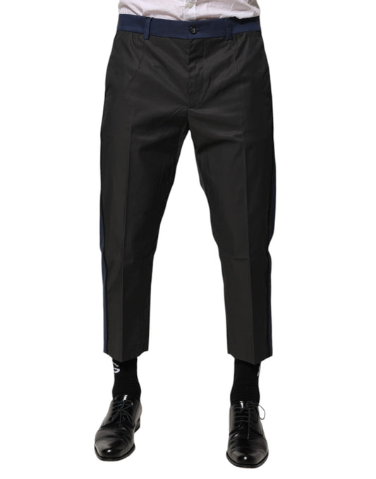 Dolce & Gabbana Gray Blue Cotton 3/4 Chinos Crop Trouser Pants