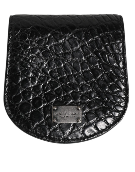 Dolce & Gabbana Schwarze Geldbörse aus exotischem Leder mit Kondomfach und Münzfach
